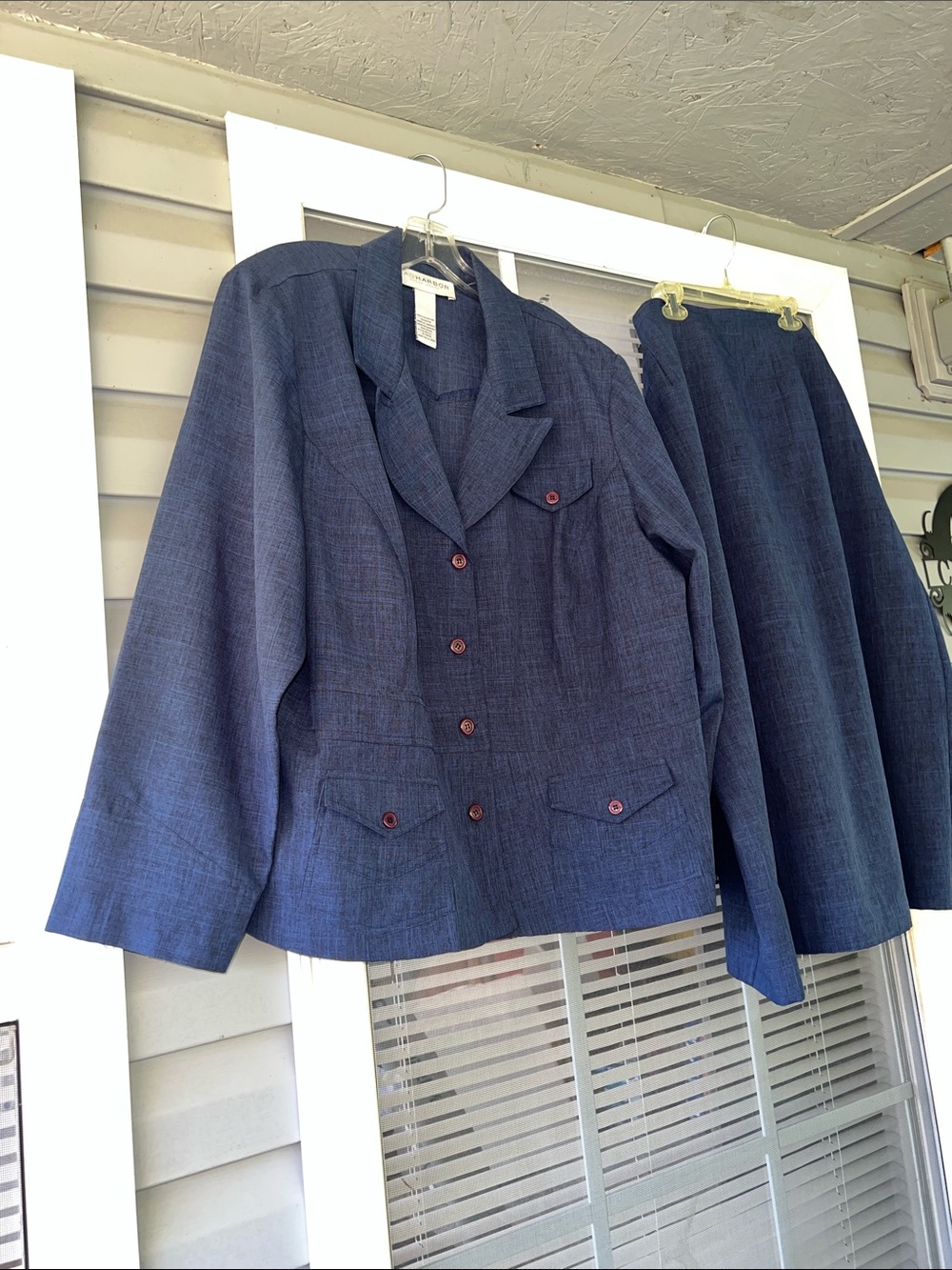 Sag Harbor Navy Blue Two-Piece Skirt Suit